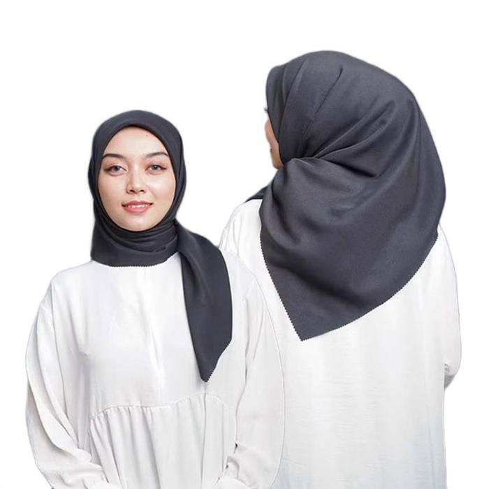 Zanine - ZA - Polos Reguler Hitam - Hijab Kerudung Segi Empat Bahan Voal