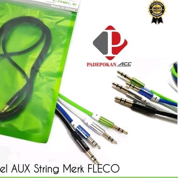 Kabel Aux FLECO 3.5 STRING Audio Cable Speaker Kabel Aux Fleco 1x1 1in1 panjang 1m.