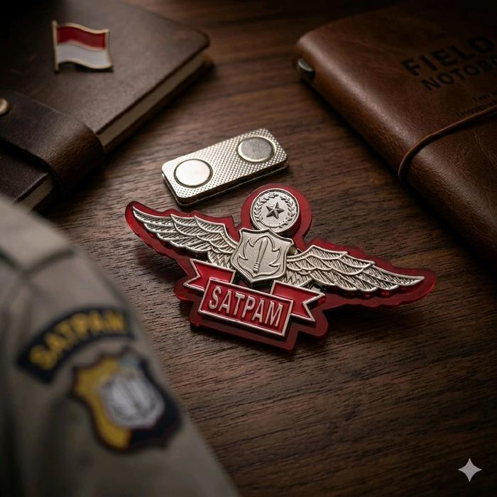 LENCANA SATPAM / SECURITY WING SILVER KANCING MAGNET