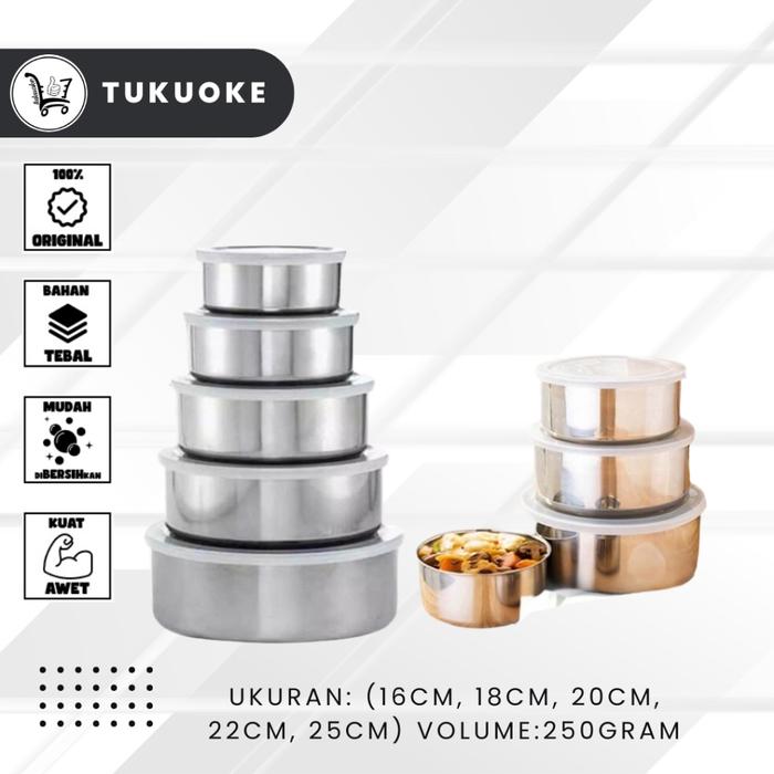 Rantang Beranak Stainlees Steel 5 Susun+Tutup / Rantang Beranak Set Isi 5Pcs Wadah Saji Mangkok Saji