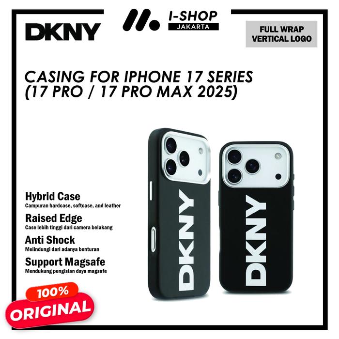 Casing Apple iPhone 17 Air Pro Max 5G 2025 DKNY Full Wrap Vertical Logo Hybrid Case Hard Soft Leathe