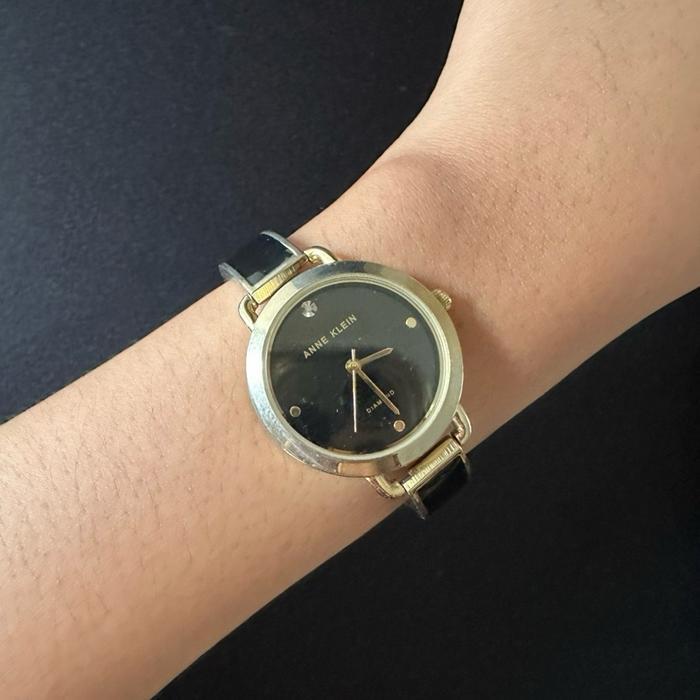 Anne Klein Black Enamel & Dial Watch