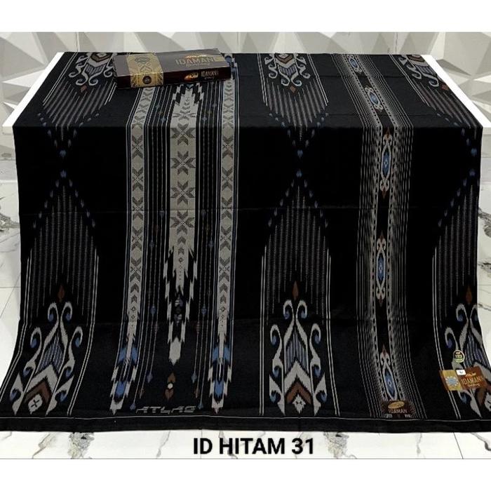 Sarung Atlas Idaman 555 Kembang Harmoni Motif BHS no 1 Hitam Halus  Sarung Pria Muslim Dewasa Super 