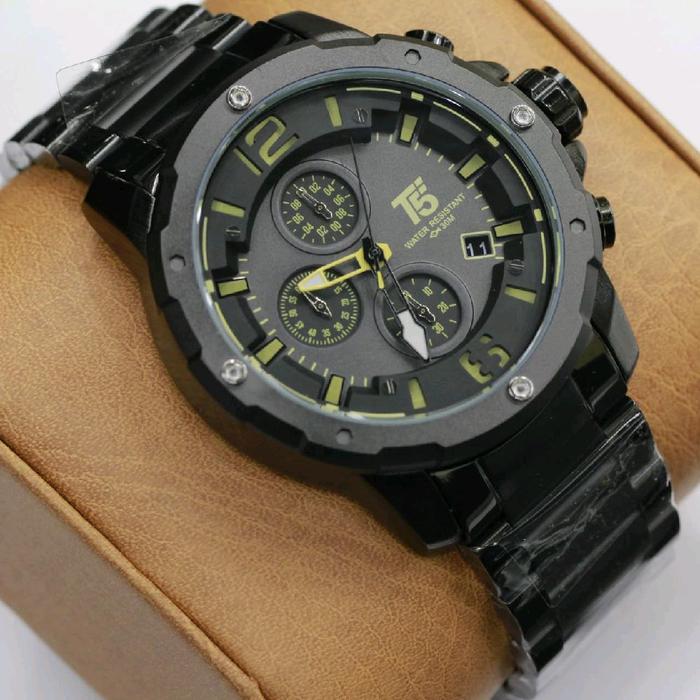 T5 T3589G jam tangan pria T5 original silver-hitam-kuning Stainless Watches Putih Grey
