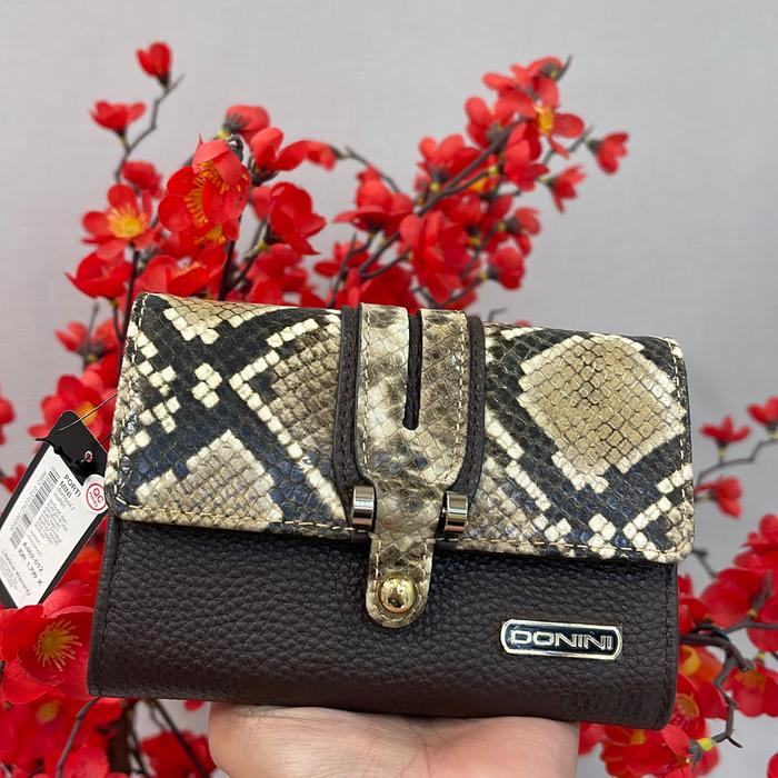 Donini Porti Mini Dompet Wanita Motif Python Elegan dan Praktis untuk Sehari-hari