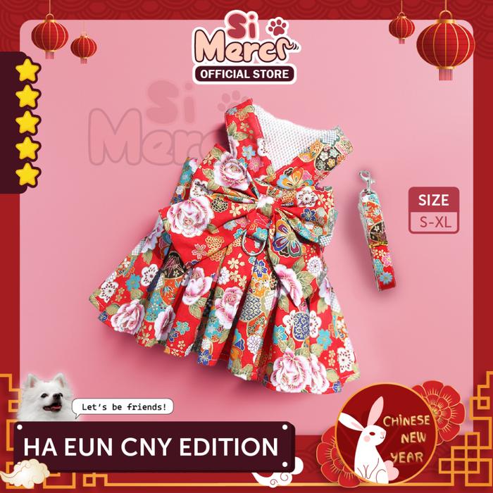 Ha-Eun Harness CNY Edition | Baju Cheongsam Harness Tali Premium Anjing Kucing Anabul Baju Imlek Chi