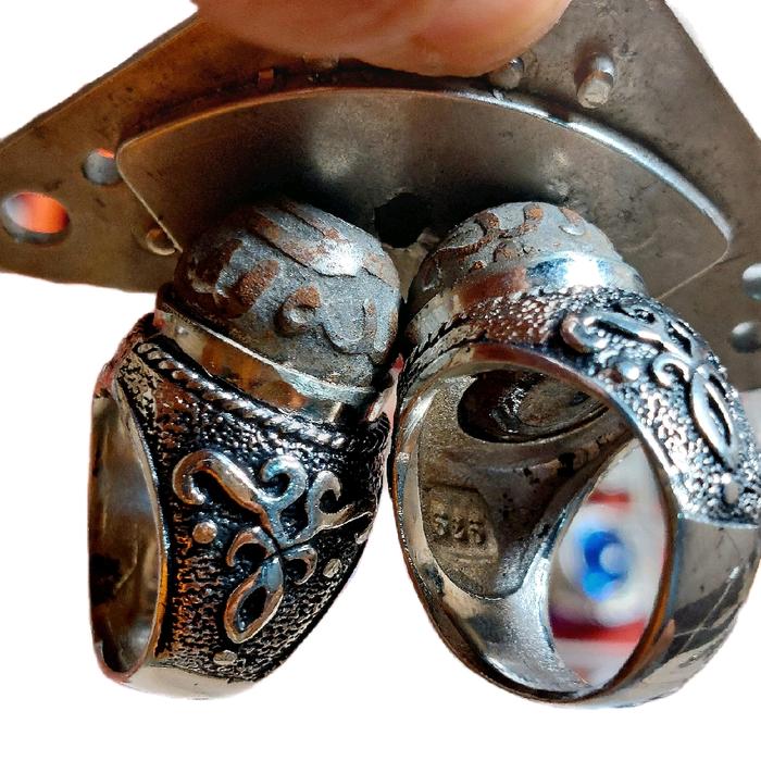 Cincin Muntah besi Plinteng Semar rajah nempel magnet kuat ring alpaka super mewah anti karat Batu