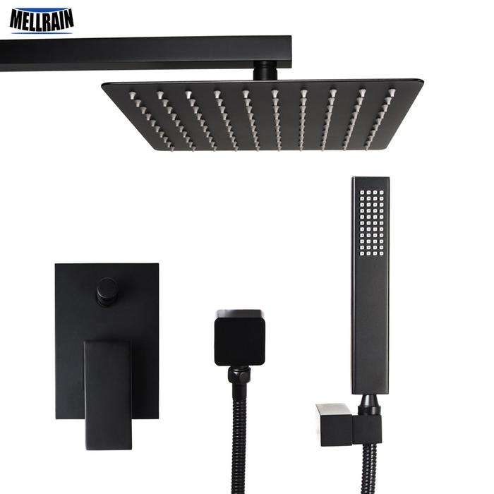 Kamar Mandi Hitam Berlapis Square Bath Shower Set Dinding Kualitas