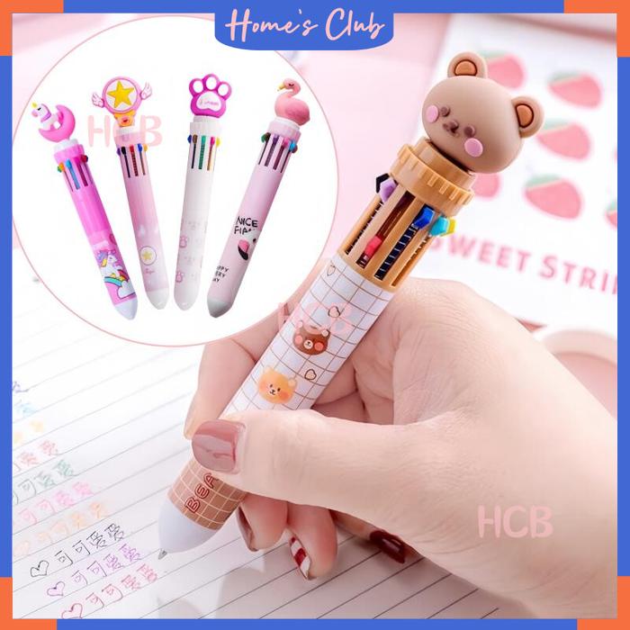 HCB Pena Karakter Rainbow Pulpen Kartun 10 Warna / Pulpen Warna Warni / Pulpen Anak Anak / Pena Warn