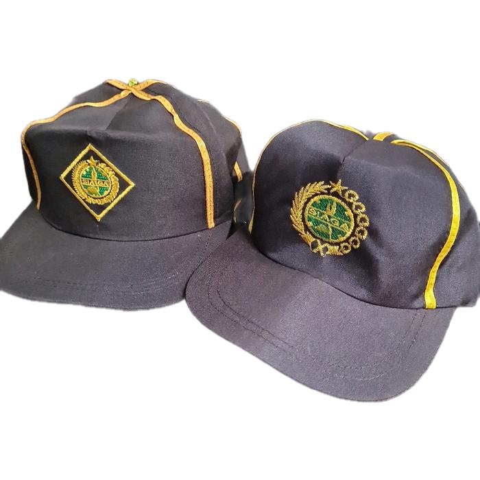 Topi Pramuka Siaga Polet Seragam Sekolah Coklat Karet - Model Terbaru