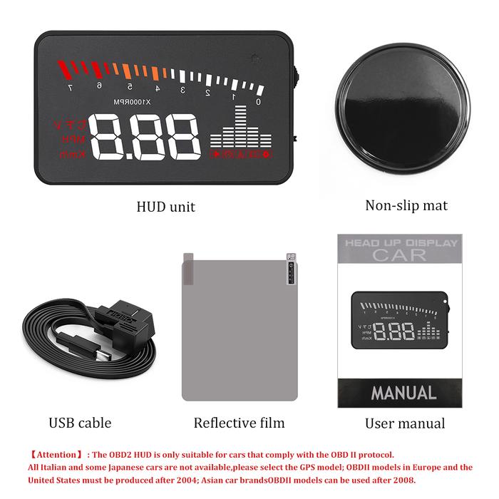 X5 X6 OBD2 Head-Up Display Speedometer Windshield Projector RPM Speed