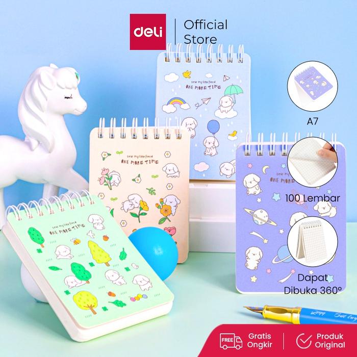 Deli Spiral Notebook / Buku Tulis Buku Catatan Spiral Mini Pocket Size 100 Lembar L98100