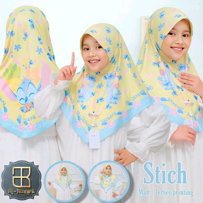 Al-Jazeera Hijab Anak stich Printing Jilbab Daily Instan Kerudung Muslim Nyaman Segitiga Pashmina Ba