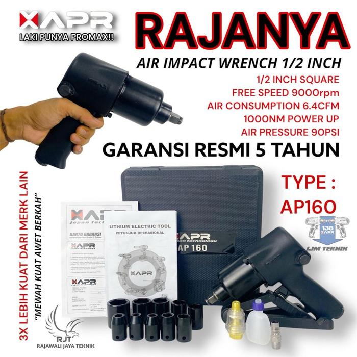 Cod Air Impact Raja Impek Angin Apr Ap160 1/2Inch Bor Pembuka Baut Angin Kompresor Bengkel