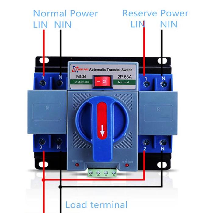 Automatic Transfer Switch Ats 63A 2P Auto Otomatis Pln Genset Inverter