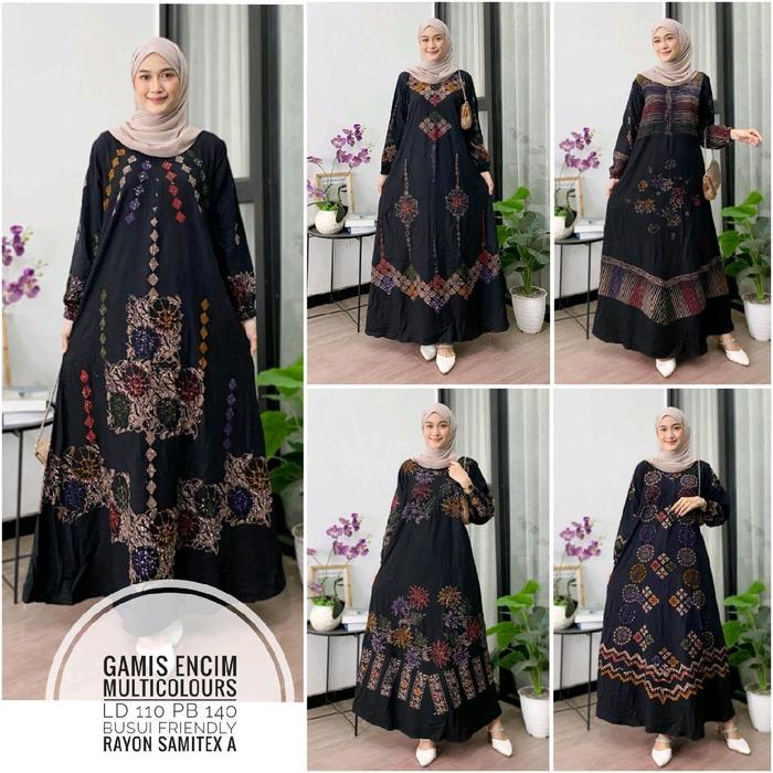 gamis encim multicolors ld 110 pb 140(busui frei dly bahan rayon samitexA daster lowo parang colet l