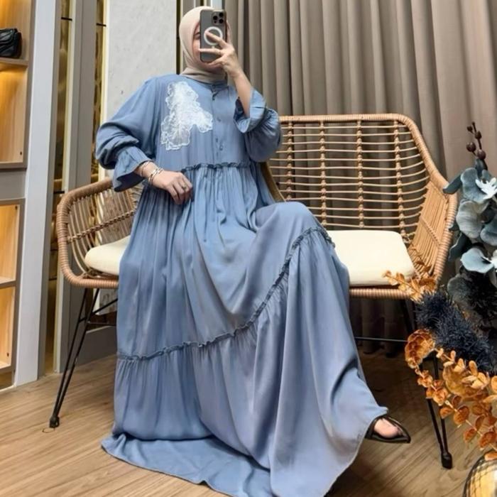 Dres maharani rayon premium-gamis bordir maharani rempel-gamis abaya bordir rempel