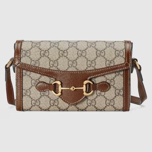 Tas messenger,Tas Premium Wanita,Gucci Horsebit 1955 mini bag,brown
