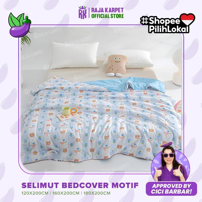 RAJA X CICIBARBAR Selimut Bedcover Katun Seersucker Ringan Lembut & Nyaman Bedcover Only Premium
