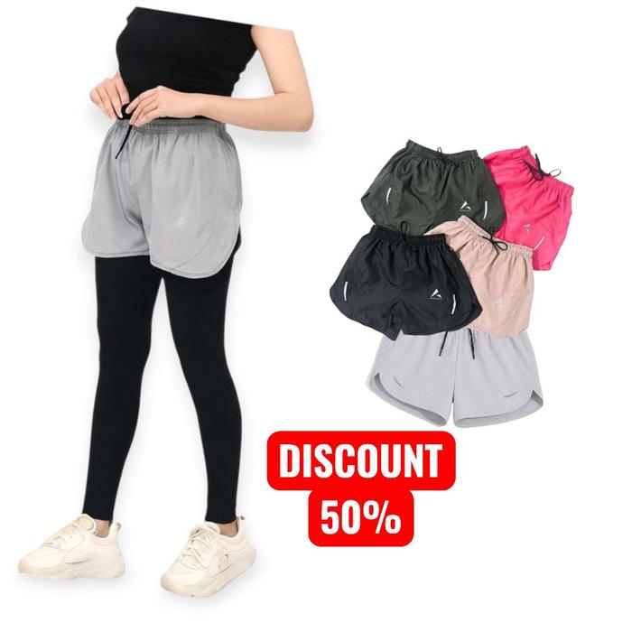 Celana Running Hotpants Wanita Dewasa Warna Abu Putih Ping Celana Seksi CW untuk Olahraga Celana Pen