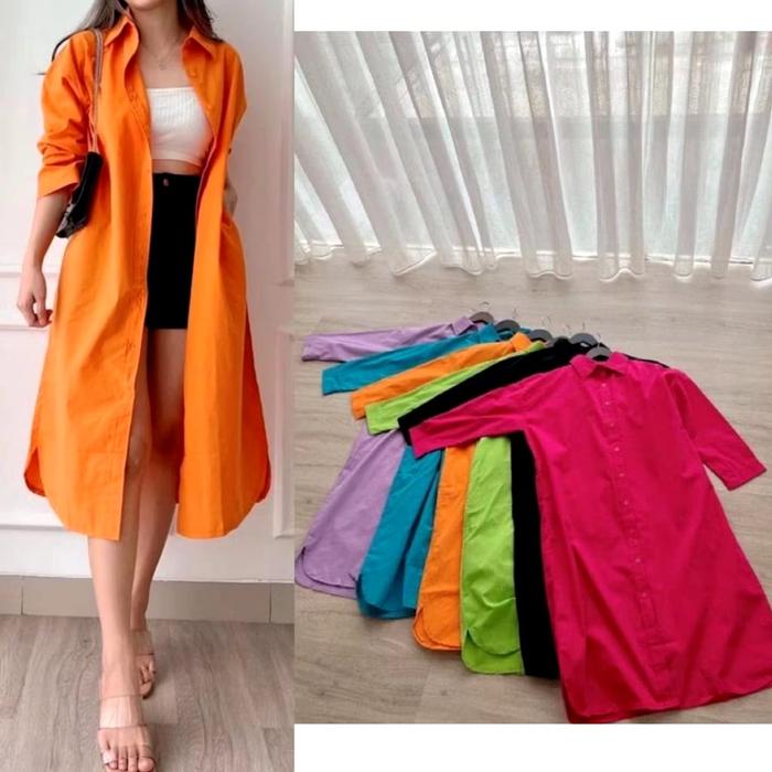 GHIA Tunik Simple Polos Katun Poplin Premium Dress Korea Import Quality