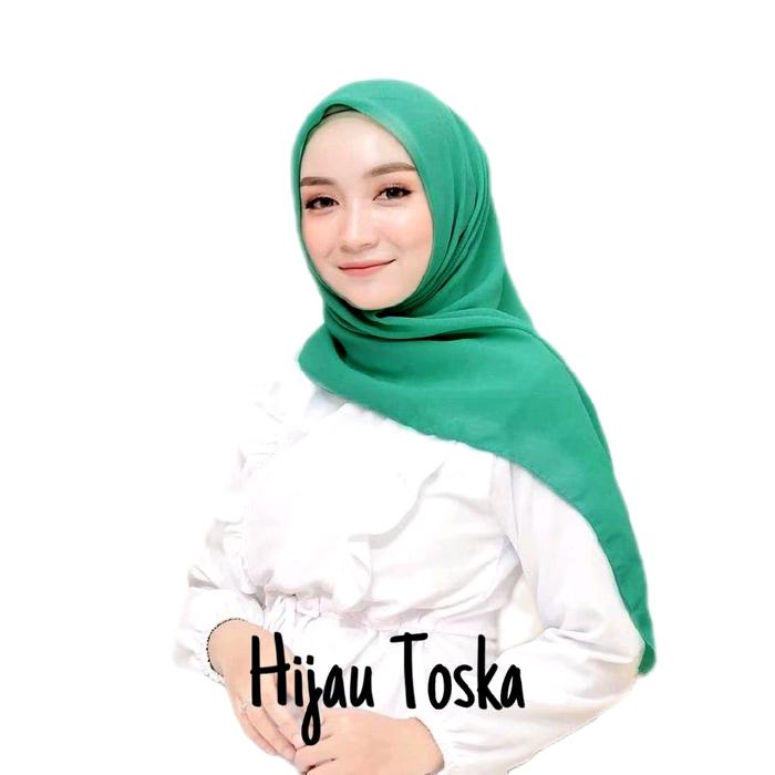 Hijab Bella Square hijau tosca || Hijab Segiempat Bella Square Pollycotton bella square warna hijau 