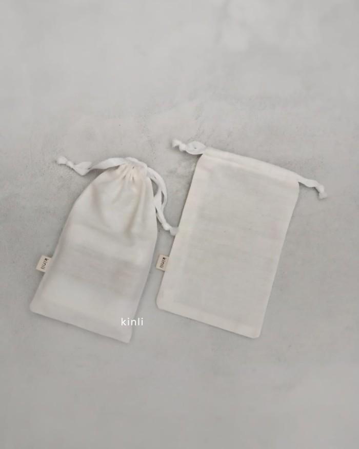 T㊚DG DRAWSTRING POUCH CANVAS POUCH SERUT POLOS SERBAGUNA UNBLEACHED E㊛91
