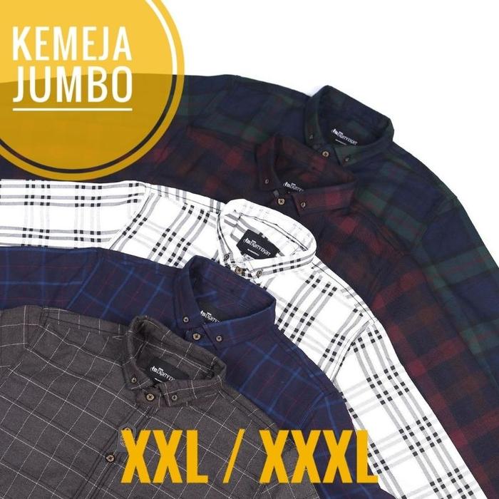 ( COD ) XXL- XXXL Jumbo Big Size Brill Eighty Eight Kemeja Flanel Lengan Panjang Pria Wanita Kemeja 