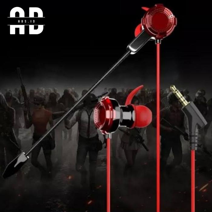 ABS - Earphone Gaming For Mobile Legend PUBG/ Headset Mobile Gaming Mic Handsfree Headseat Earphone