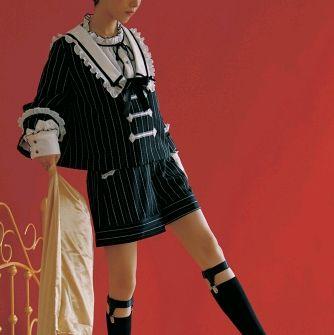 Setelan Ouji Lolita Sailor Motif Salur untuk Wanita