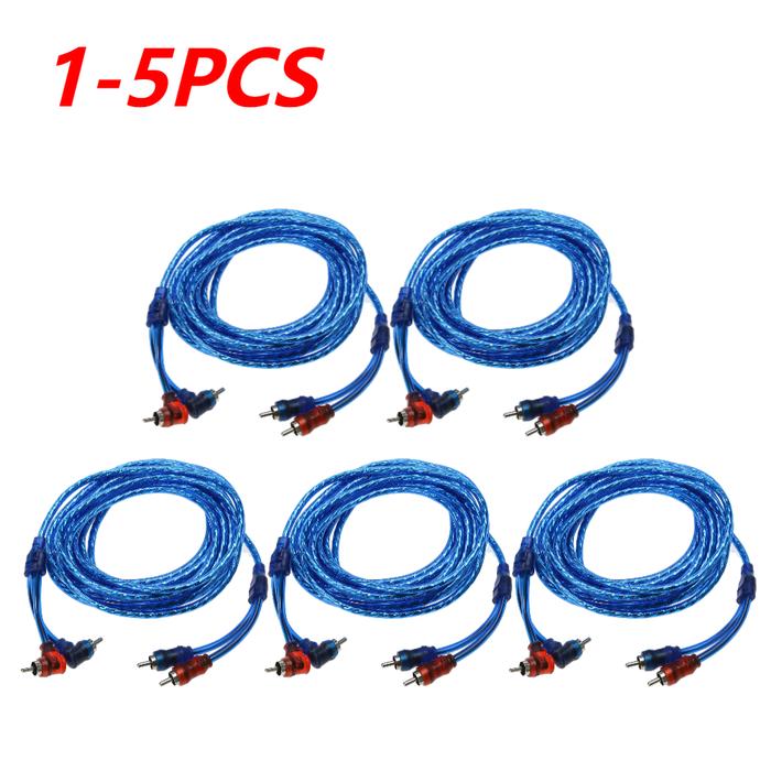 1-5pcs 5 Meter 2 RCA to 2 RCA Plug Car Audio System Amplifier Braided