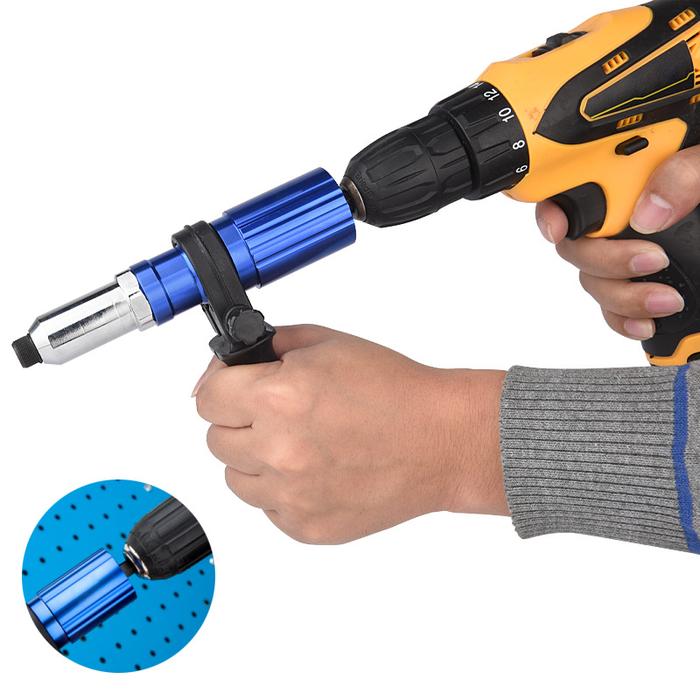 Electric Rivet Gun Drill Adapter 2.4mm-4.8mm Rivet Nut Gun Drill Adapter Cordless Riveting Tool Inse