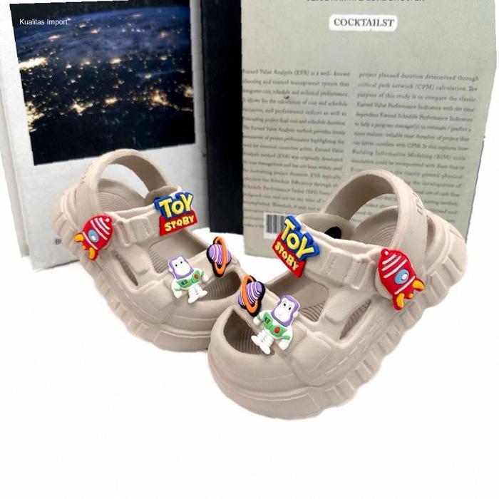 Inkayni Sendal Selop Anak Laki -Laki Size 18-23 Anti Slip Motif Toy Story Coklat YK1028 | Kekinian