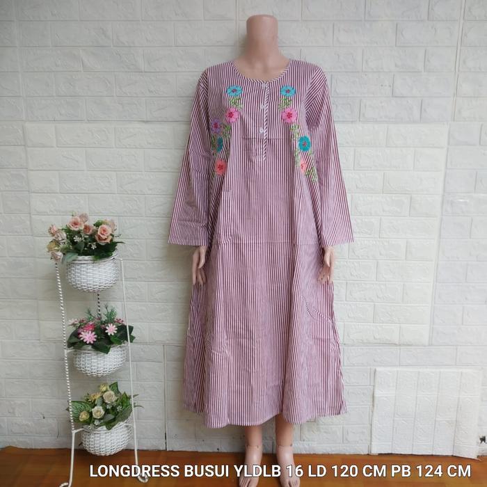 Daster Katun Bordir YUNYUN Longdress size L (YLDLB)