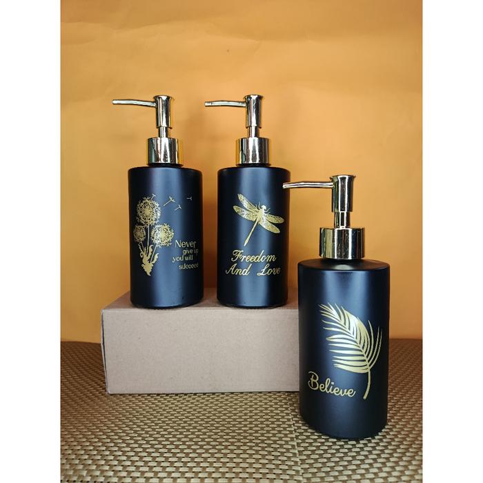 Botol Kaca Sabun Cair | Bottle Pump Doff Black 300 ml