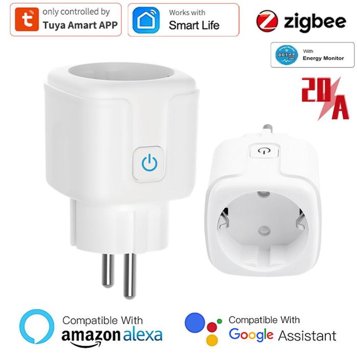 Tuya Zigbee Smart Plug 20A EU Smart Socket With Power Monitoring