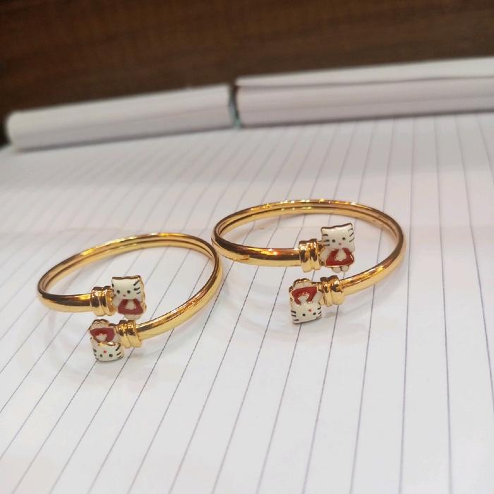 Gelang keroncong hello Kitty anak lapis emas 22k mirip mas asli