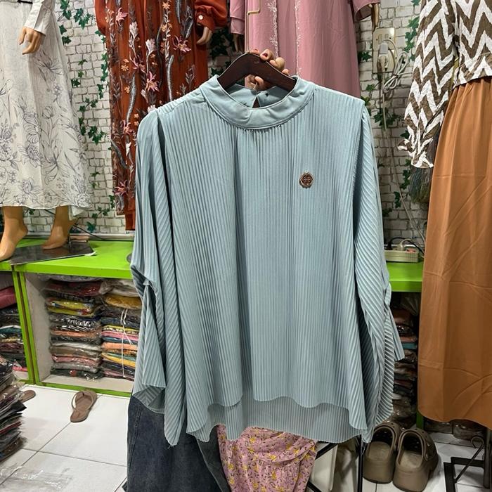 Blus plisket kaous import premium quality