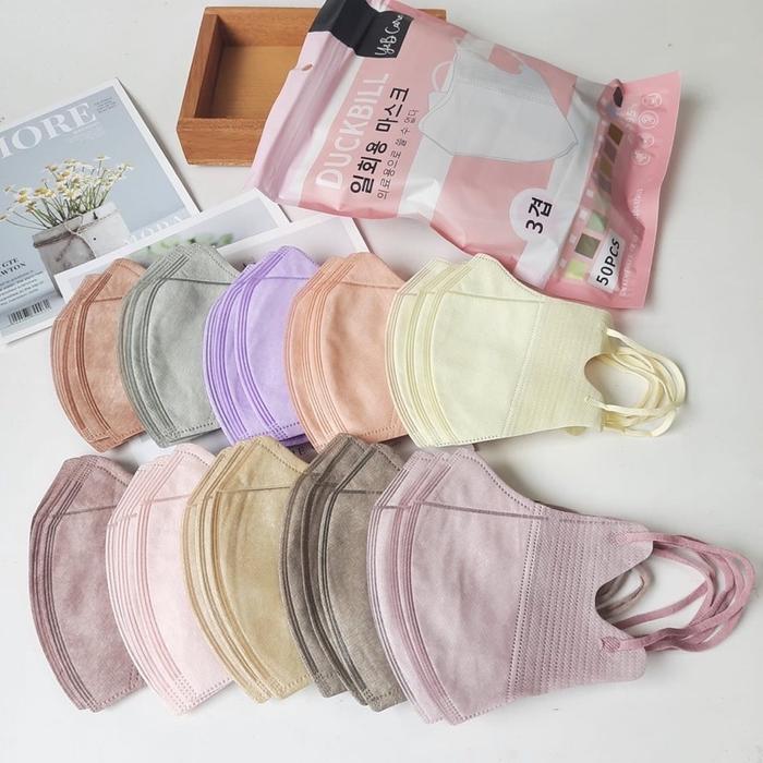Duckbill Y&B Y B  YNB Care Garis FaceMask Warna Hitam Putih Abu Mirip Sensi Isi 50 pcs per pack/Y&B 