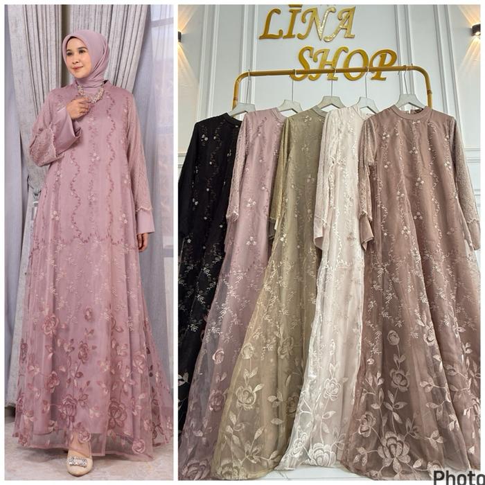 ANAIZA gamis marevi mewah premium,dress brukat kondangan kekinian wanita muslimah