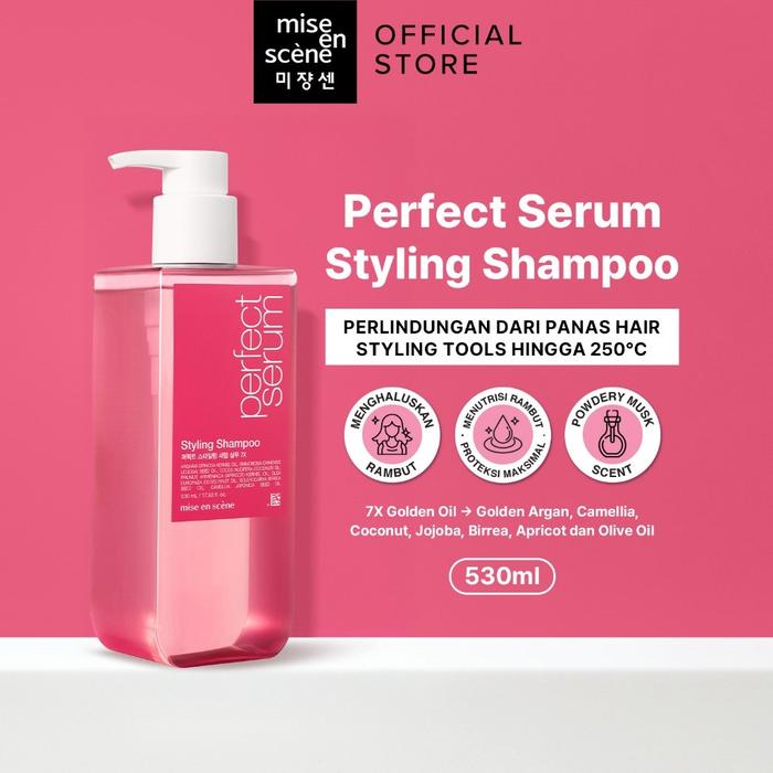 Mise en Scene Perfect Serum Styling Shampoo 530ml - Shampoo Rambut Kering Rusak Sering Dicatok Anti 