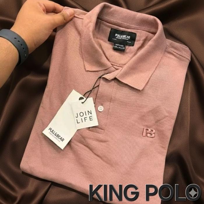 PROMO Kaos Kerah PULL&BEAR Pria Premium Tidak Panas bahan katun pique buat acara formal dan santai c