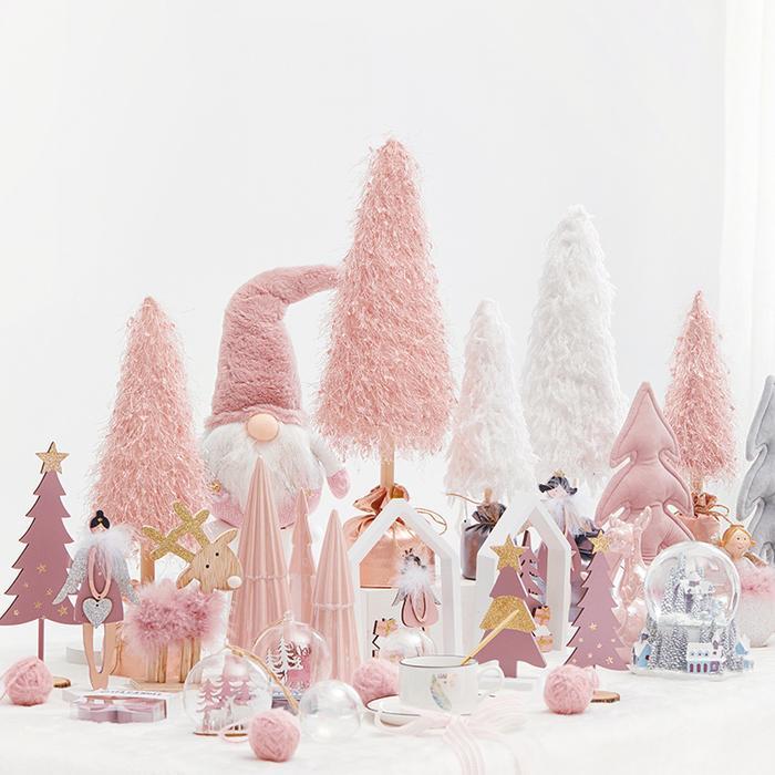Hiasan Dekorasi White Pink Tema Patung Boneka Pohon Natal Christmas Ornament Decoration