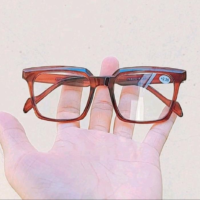 Kacamata Baca Kacamata Rabun Dekat Pria Dan wanita Frame Kotak Besar Uk +1.00 sd +3.00FK831D-T Free