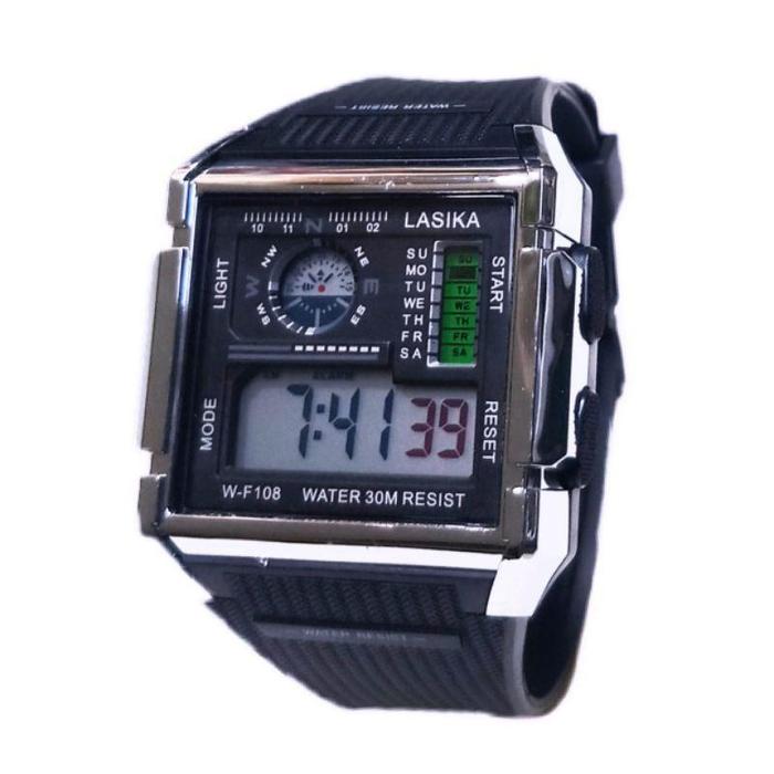 [JTO] (Cod)Jam Tangan Pria Lasika W-F108 Digital Sergi Strap Rubber(Dikirim Jakarta)