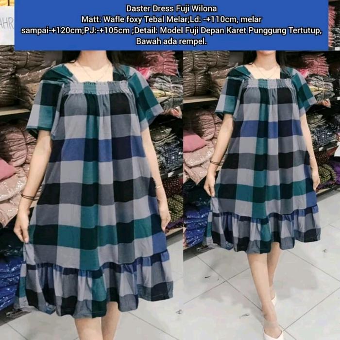 *NEW*   Dress Fuji Kotak ..   Yang menampilkan super Cantik dan Elegan  *Ket :*   Bahan voxy   Model