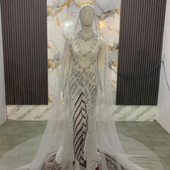 kebaya akad putih ld 120 model hijab full payet
