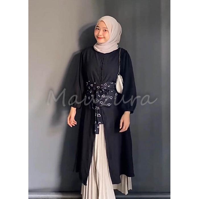 ARUMI Tunik/Atasan wanita /Midi Dress Crinkle "dress jumbo" // Kancing Depan Busui Friendly Premium 