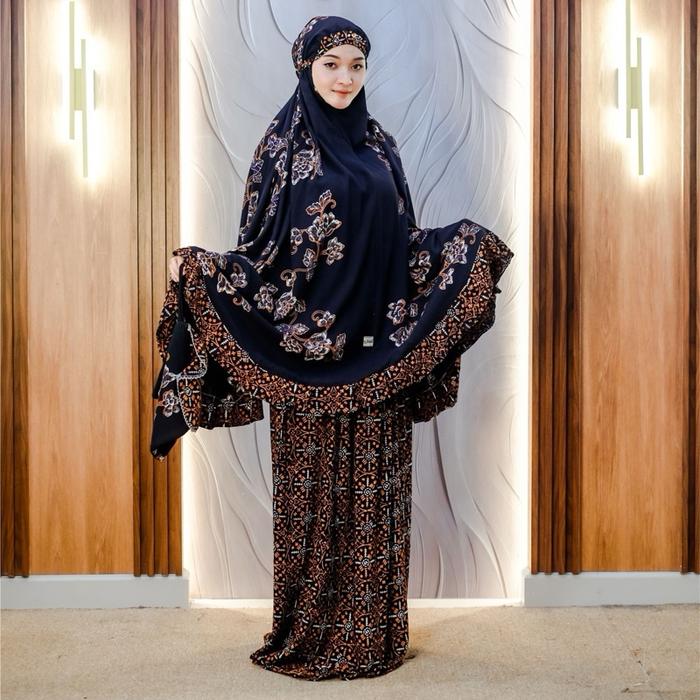 Mukena Qonita | Mukena Batik Sogan | Bahan Rayon Free Pouch