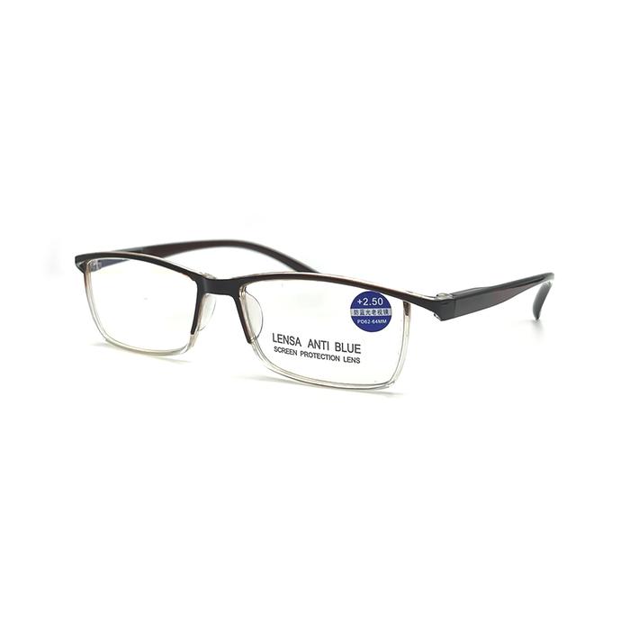 Motomoe Aby - Frame Kacamata Baca Lensa Plus 2.50 Lensa Anti Sinar Biru Blueray Ringan Klasik Kekini